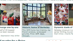 A mock-up of what anchor content could look like at SFGate. Story image, headline, and text snippet, are combined into a single link with a single hover effect and hitarea, becayse they all lead to the same content.