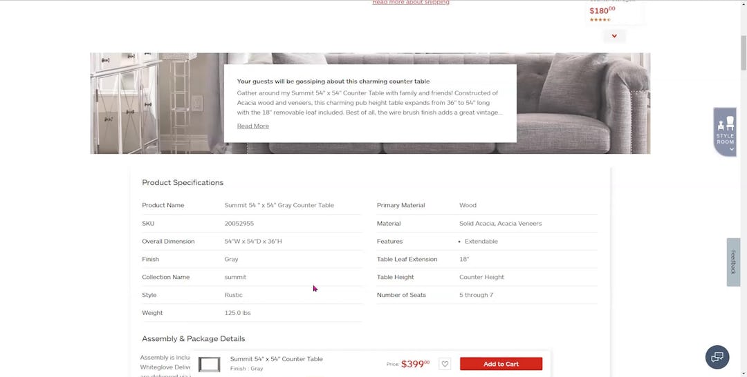 Furniture & Home Decor UX Always Provide a “Dimensions” Image