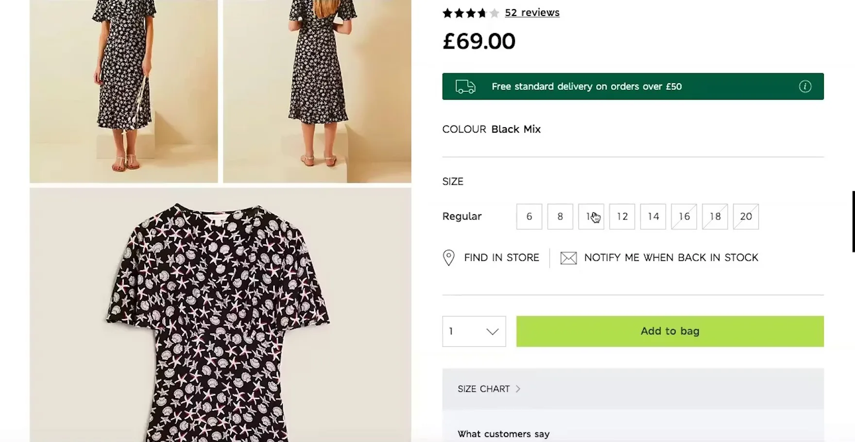 “This is clear as to what sizes there are.” On Marks & Spencer (UK), a test participant was able to quickly work out what the available sizes were, and then pick her own size easily.