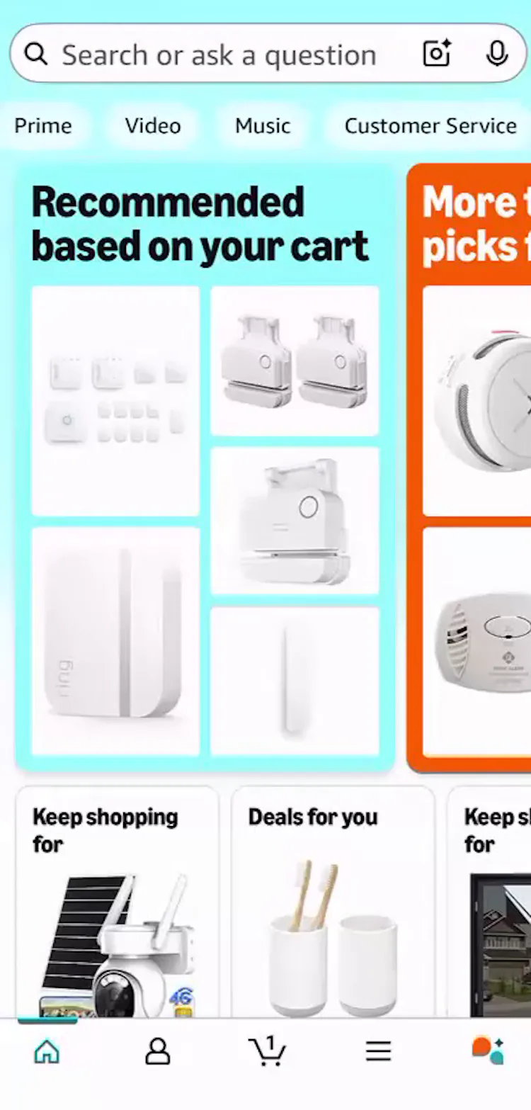 Ecommerce app homepage with several scoped paths on the page and a visible bottom navigation bar.