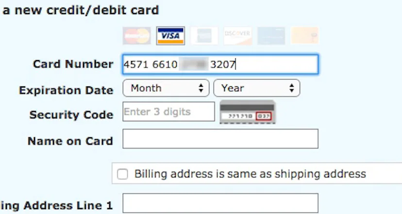 Credit Card Number Field: Auto-Format Spaces – Baymard