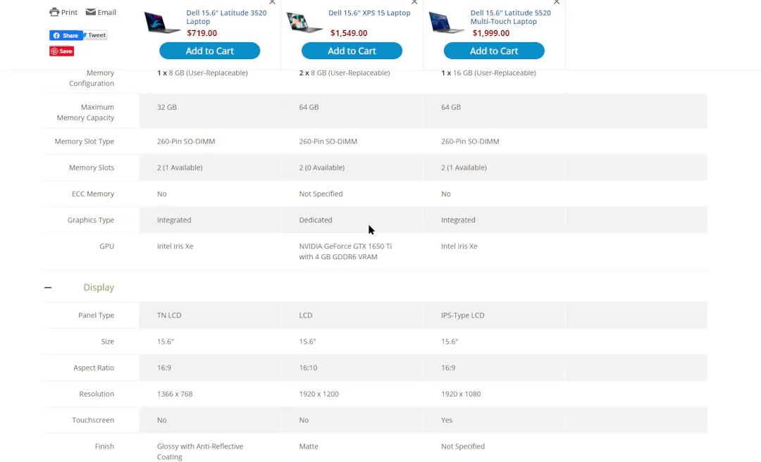 4 Ways to Optimize the Comparison Feature for Scanning – Baymard