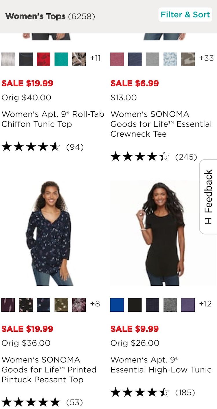 List of different discount types of clothing styles